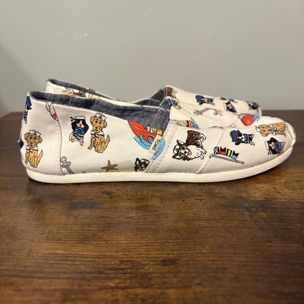 Toms Nautical Sea Venture Dog Print Canvas Slip On Shoe (Women's 7.5W) - Picture 4 of 8